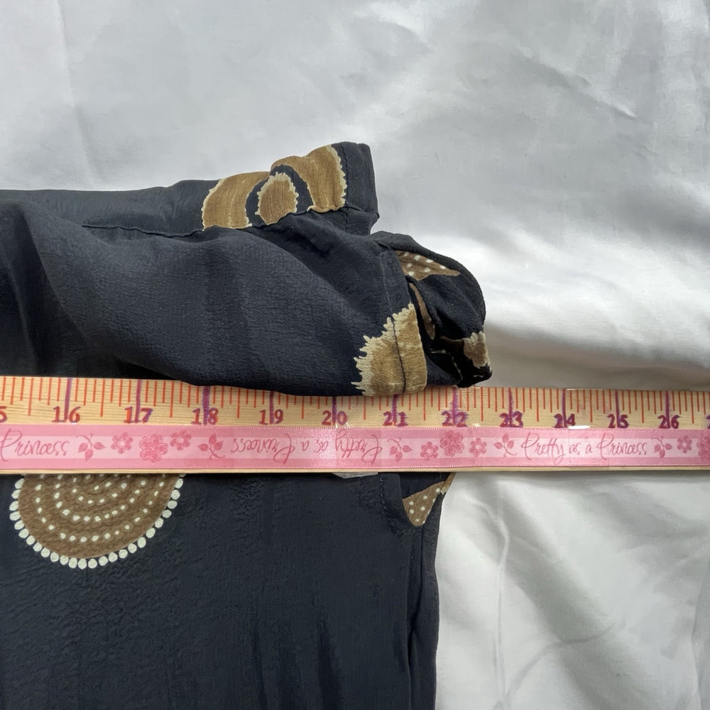 Caribbean Pacific Boho Wide Leg Pants Black Gold Beaded Rayon Size L - Picture 13 of 16